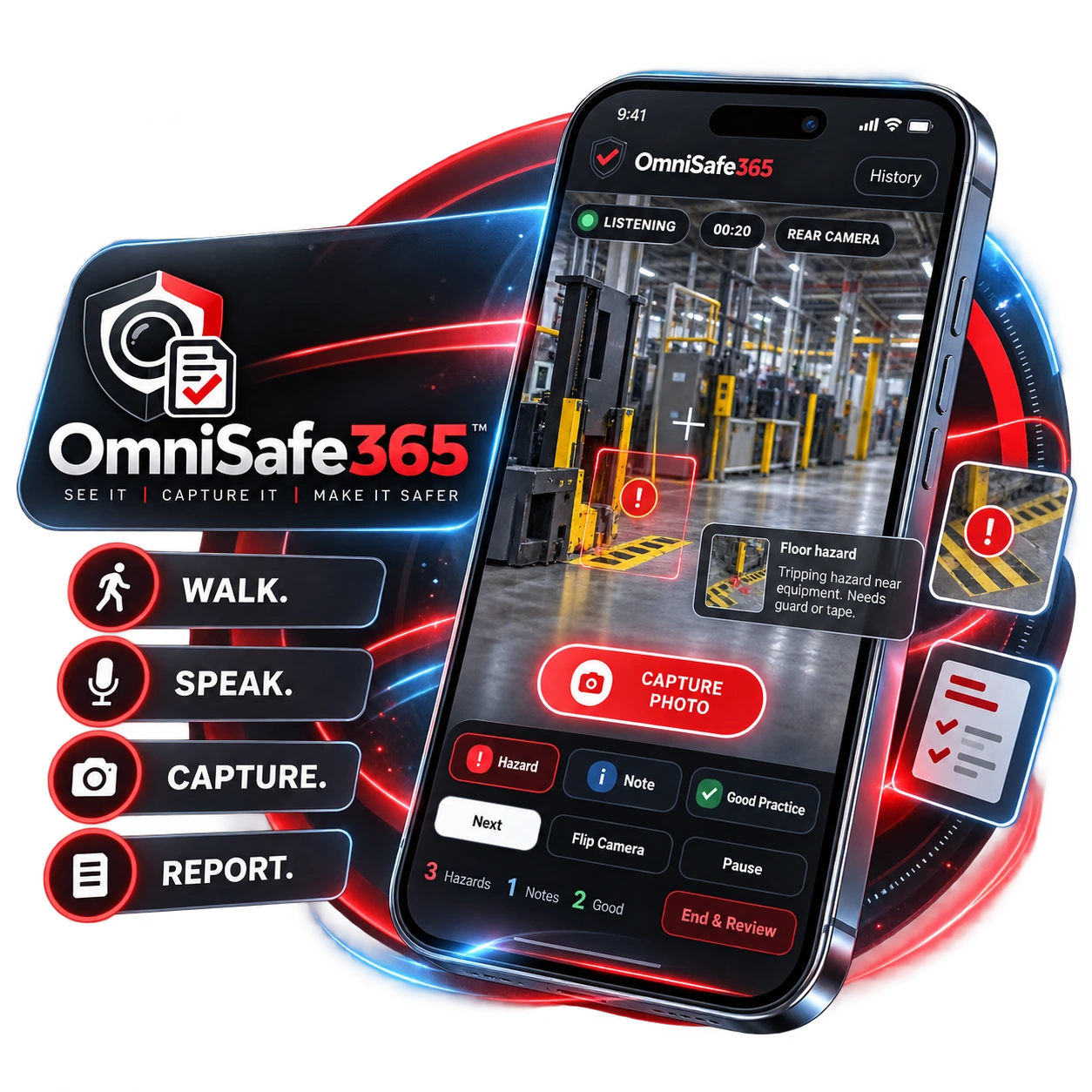 OmniSafe365 safety inspection workflow on a mobile device